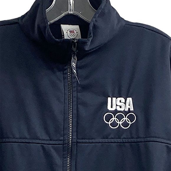 New United States Olympic Committee Navy Blue Full Zip Athletic Track Jacket - M - Picture 3 of 4